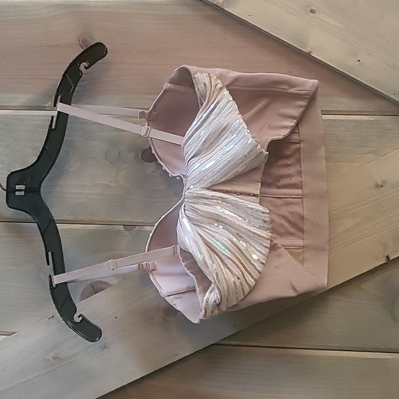 Windsor Dearly Beaded Pearl Rhinestone Embellished Cropped Bustier Bra Crop Top - Picture 5 of 9